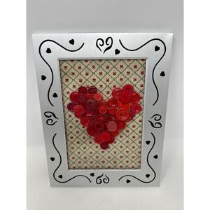 Button Art Decor‎ Valentine's Heart Metal Frame Red Buttons 6-3/4" x 8-7/8"